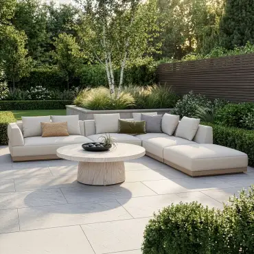 Fabric Lyon Large Corner Sofa Set with Round Table