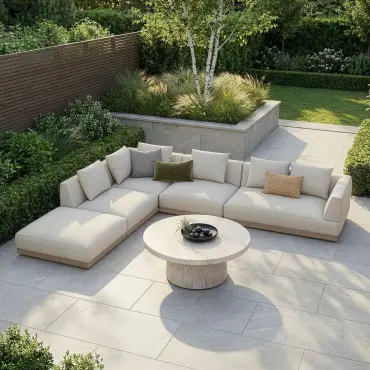 Fabric Lyon Left-Handed Large Corner Sofa Set with Round Table