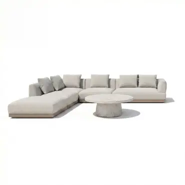 Fabric Lyon Left-Handed Large Corner Sofa Set with Round Table