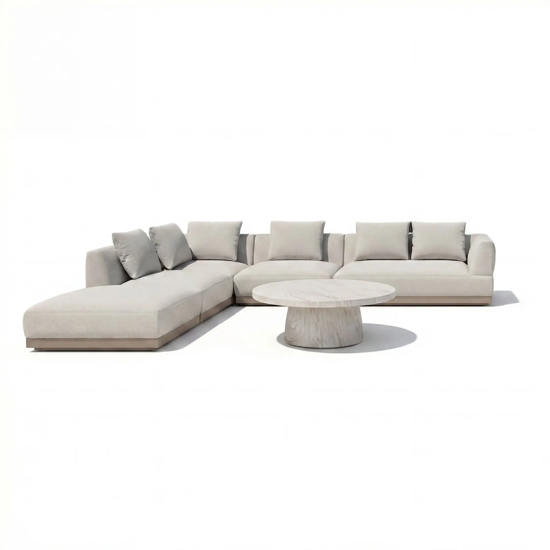 Fabric Lyon Left-Handed Large Corner Sofa Set with Round Table