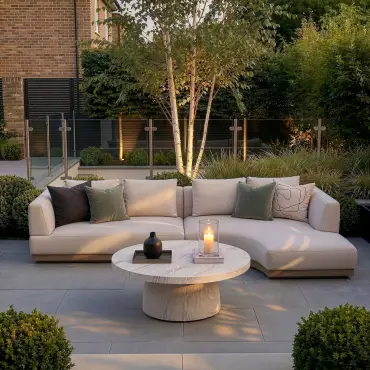 Fabric Lyon Small Corner Sofa Set with Round Table