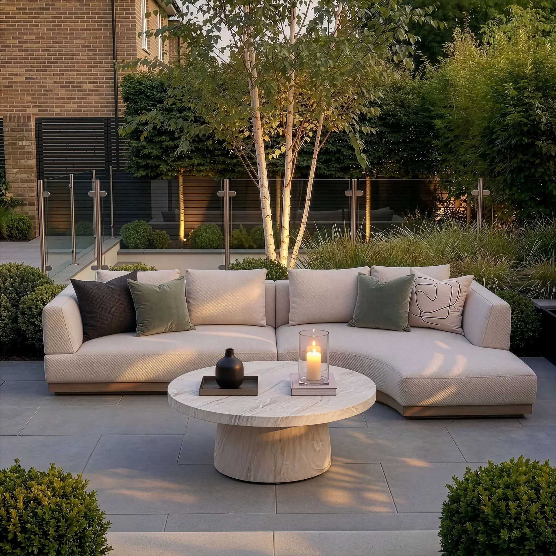 Fabric Lyon Small Corner Sofa Set with Round Table