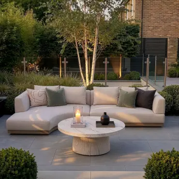Fabric Lyon Left-Handed Small Corner Sofa Set with Round Table