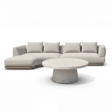 Fabric Lyon Left-Handed Small Corner Sofa Set with Round Table
