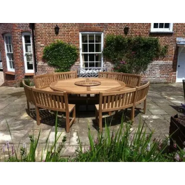 Chunky 2.1m Teak Table and Contour Benches | Certified