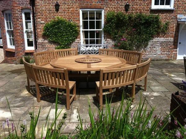 Chunky 2.1m Teak Table and Contour Benches | Certified