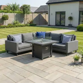 Eclipse Deluxe Corner Fabric Dining Set - Gas Fire Pit Table