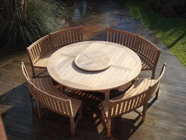 Chunky 2.1m Teak Table and Contour Benches | Certified