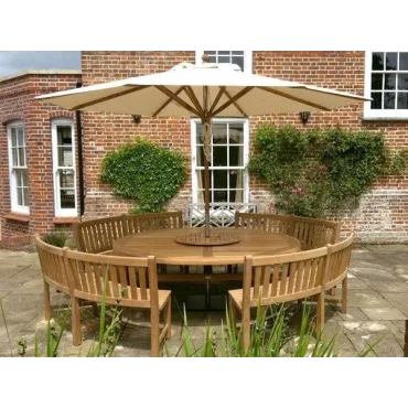 Chunky 2.1m Teak Table and Contour Benches | Certified