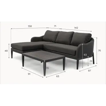 Duke 3 Seater Chaise Sofa Lounging Set