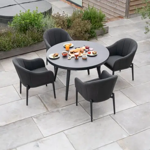 Duke 4 Seat Fabric Dining Set - Round Table Duke 4 Seat Fabric Dining Set - Round Table