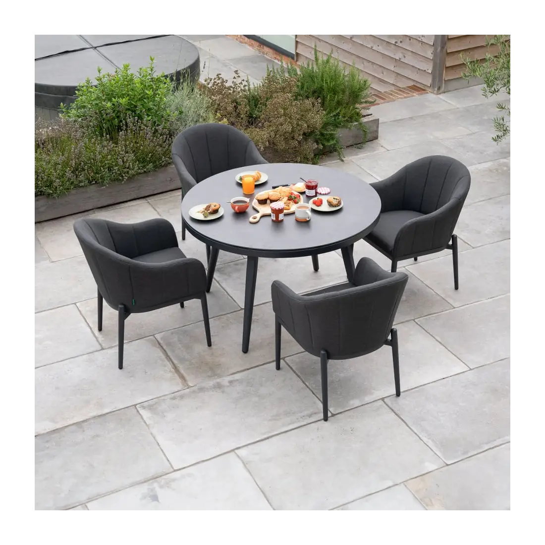 Duke 4 Seat Fabric Dining Set - Round Table Duke 4 Seat Fabric Dining Set - Round Table