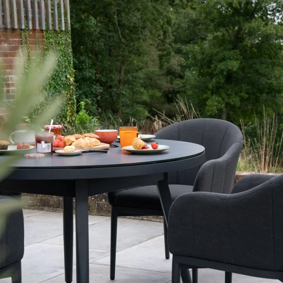 Duke 4 Seat Fabric Dining Set - Round Table