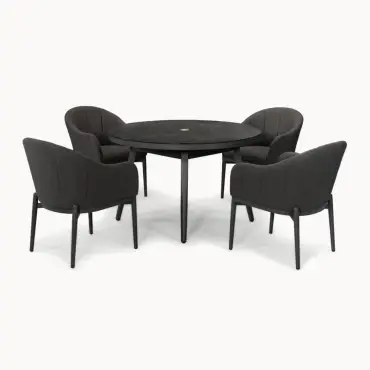 Duke 4 Seat Fabric Dining Set - Round Table