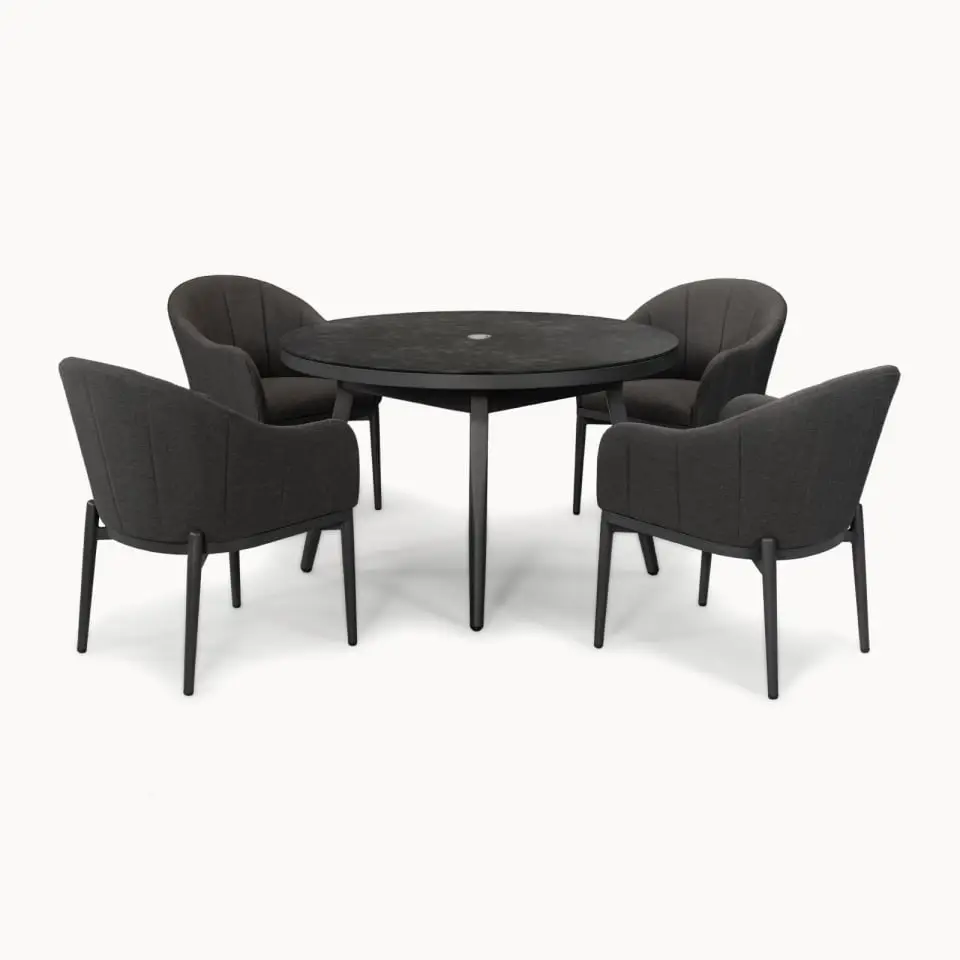 Duke 4 Seat Fabric Dining Set - Round Table