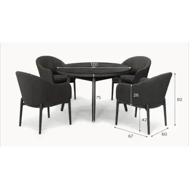 Duke 4 Seat Fabric Dining Set - Round Table
