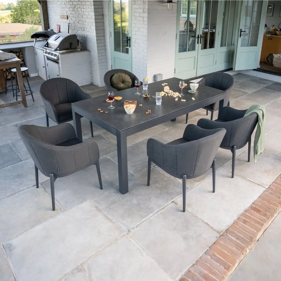 Duke 6 Seat Fabric Dining Set - Rectangular Table