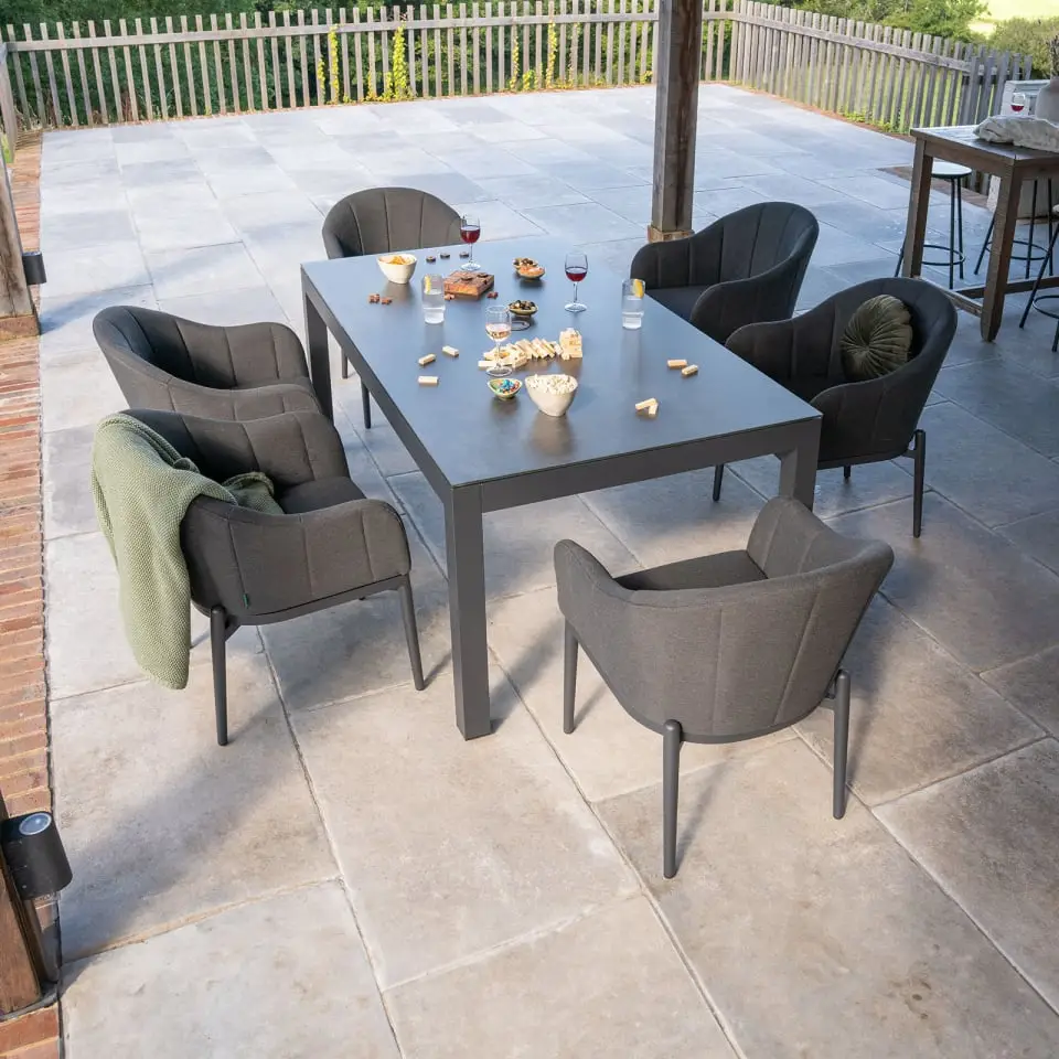 Duke 6 Seat Fabric Dining Set - Rectangular Table