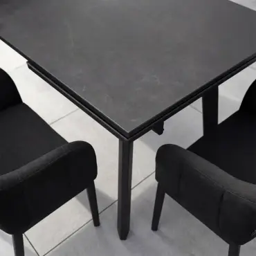 Duke 6-12 Seat Fabric Dining Set - Rectangular Extending Table with 6 Chairs