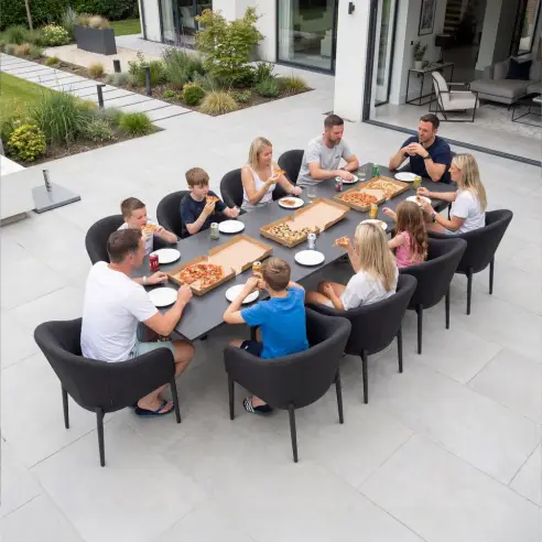 Duke 4-10 Seat Fabric Dining Set - Rectangular Extending Table with 10 Chairs Duke 4-10 Seat Fabric Dining Set - Rectangular Extending Table with 10 Chairs