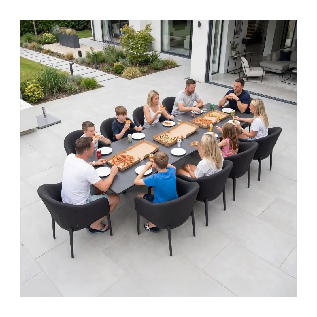 Duke 4-10 Seat Fabric Dining Set - Rectangular Extending Table with 10 Chairs Duke 4-10 Seat Fabric Dining Set - Rectangular Extending Table with 10 Chairs