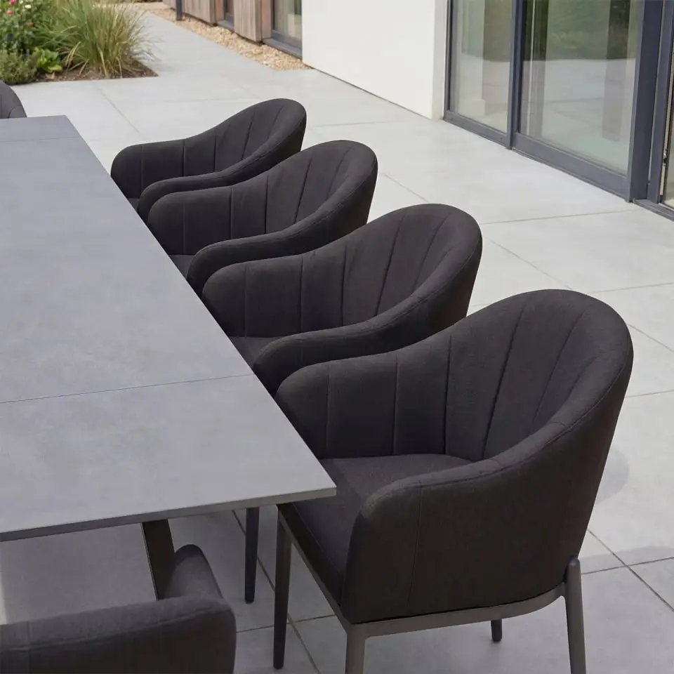 Duke 4-10 Seat Fabric Dining Set - Rectangular Extending Table with 10 Chairs