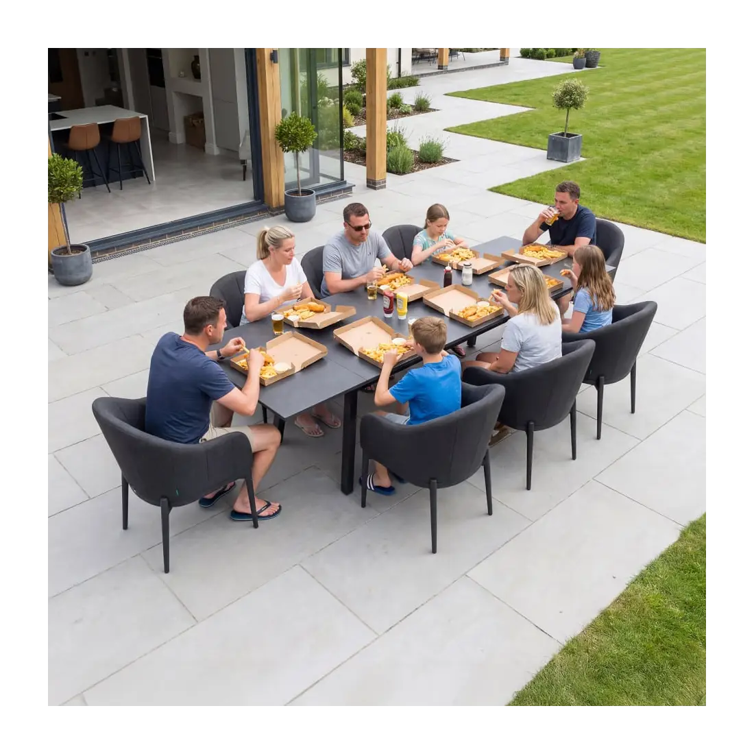 Duke 4-10 Seat Fabric Dining Set - Rectangular Extending Table with 8 Chairs Duke 4-10 Seat Fabric Dining Set - Rectangular Extending Table with 8 Chairs