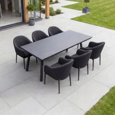 Duke 4-10 Seat Fabric Dining Set - Rectangular Extending Table with 6 Chairs