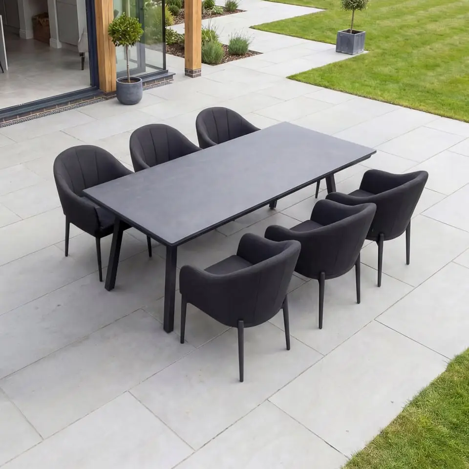 Duke 4-10 Seat Fabric Dining Set - Rectangular Extending Table with 6 Chairs
