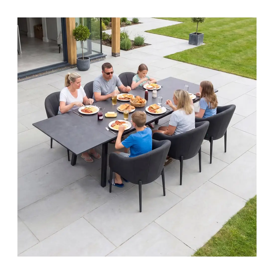 Duke 4-10 Seat Fabric Dining Set - Rectangular Extending Table with 6 Chairs Duke 4-10 Seat Fabric Dining Set - Rectangular Extending Table with 6 Chairs