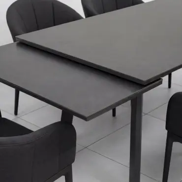 Duke 4-10 Seat Fabric Dining Set - Rectangular Extending Table with 6 Chairs