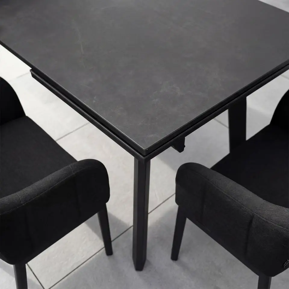 Duke 4-10 Seat Fabric Dining Set - Rectangular Extending Table with 6 Chairs