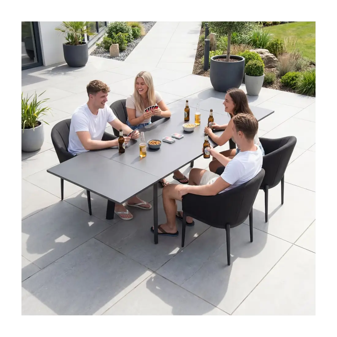 Duke 4-10 Seat Fabric Dining Set - Rectangular Extending Table with 4 Chairs Duke 4-10 Seat Fabric Dining Set - Rectangular Extending Table with 4 Chairs