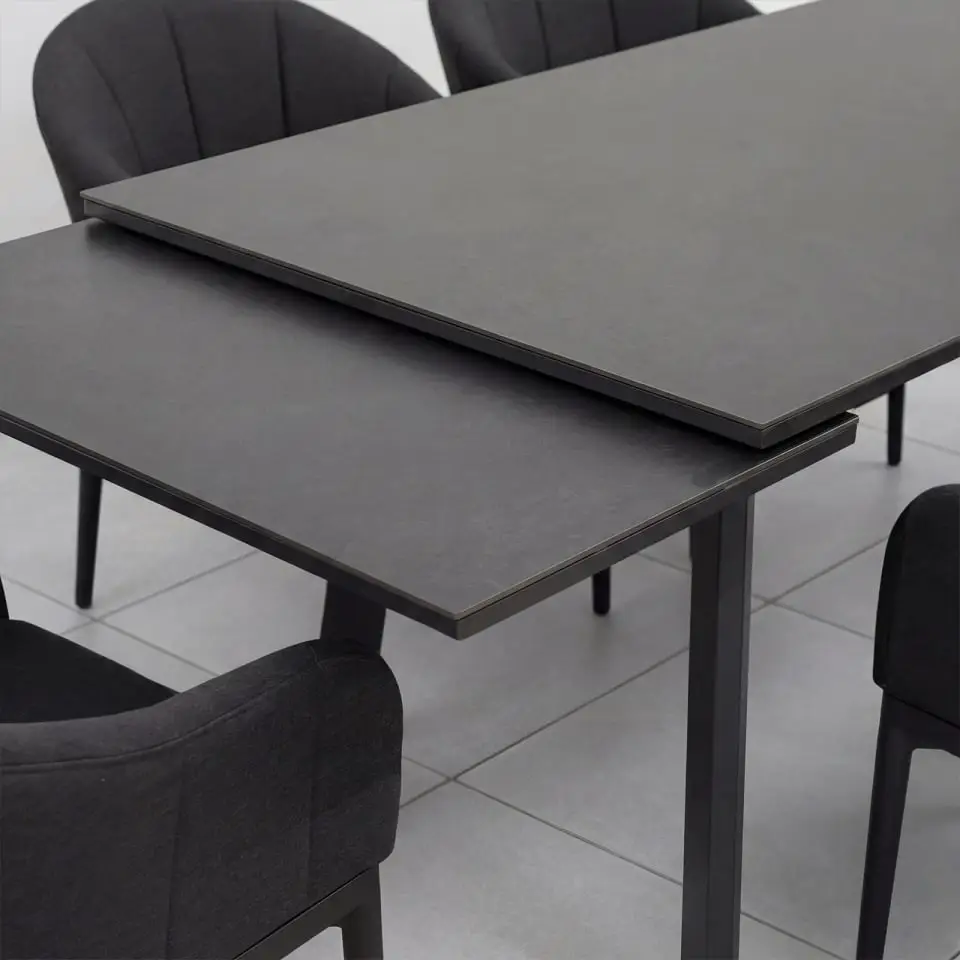 Duke 4-10 Seat Fabric Dining Set - Rectangular Extending Table with 4 Chairs
