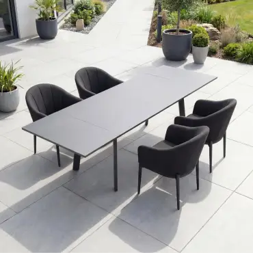 Duke 4-10 Seat Fabric Dining Set - Rectangular Extending Table with 4 Chairs