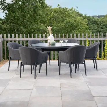Duke 6 Seat Fabric Dining Set - Round Table