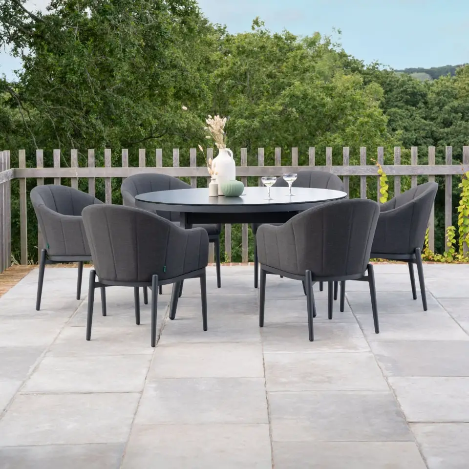 Duke 6 Seat Fabric Dining Set - Round Table