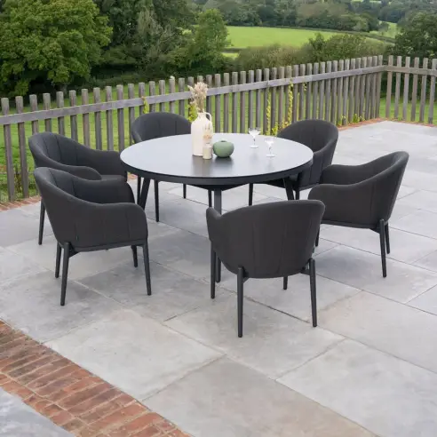 Duke 6 Seat Fabric Dining Set - Round Table Duke 6 Seat Fabric Dining Set - Round Table