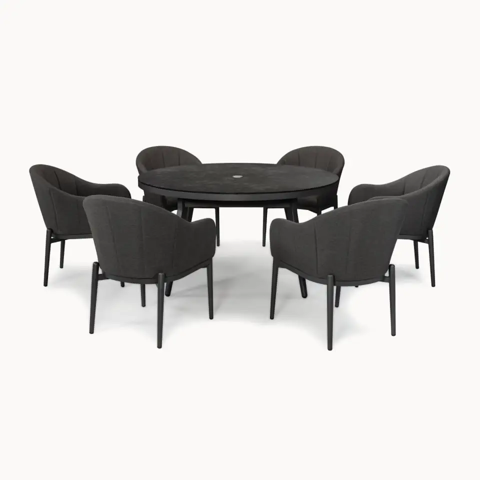 Duke 6 Seat Fabric Dining Set - Round Table