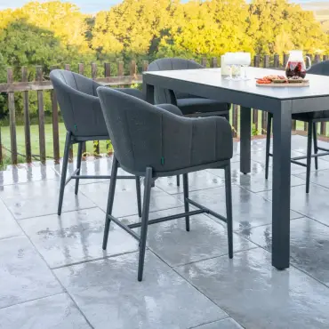 Duke 6 Seat Fabric High Dining Set - Rectangular Table