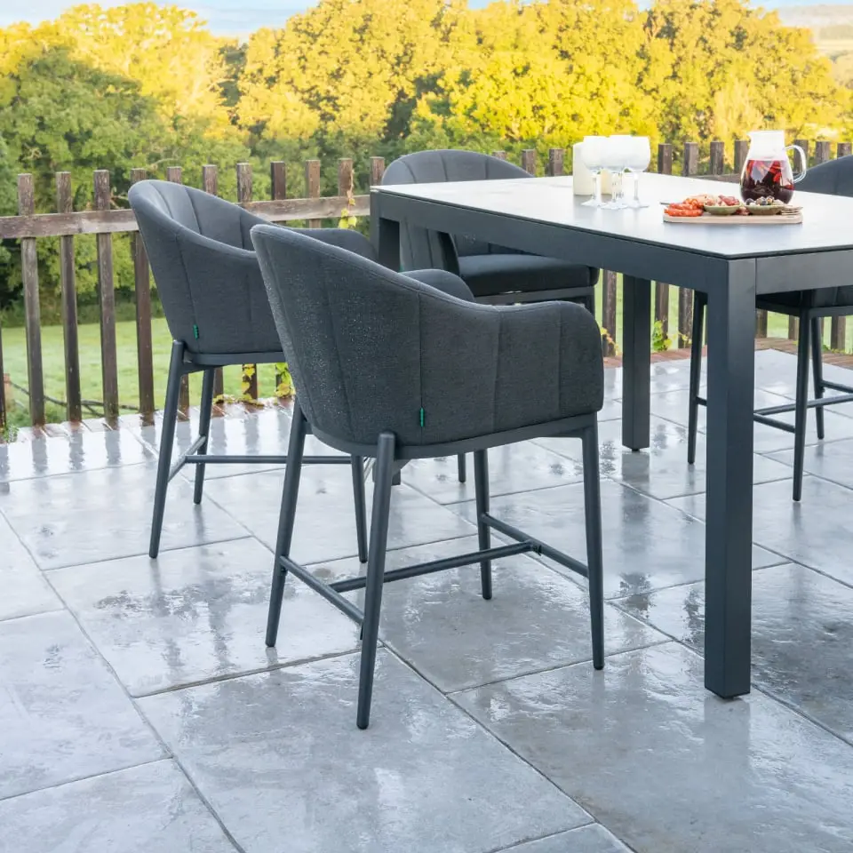 Duke 6 Seat Fabric High Dining Set - Rectangular Table