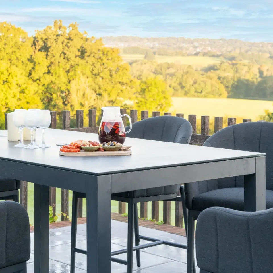 Duke 6 Seat Fabric High Dining Set - Rectangular Table
