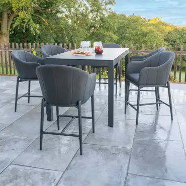 Duke 6 Seat Fabric High Dining Set - Rectangular Table