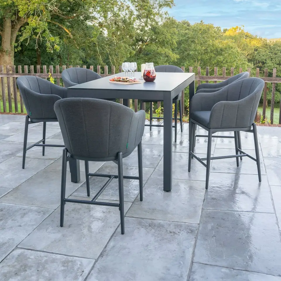 Duke 6 Seat Fabric High Dining Set - Rectangular Table