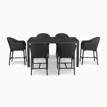 Duke 6 Seat Fabric High Dining Set - Rectangular Table