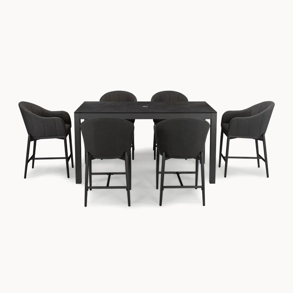 Duke 6 Seat Fabric High Dining Set - Rectangular Table