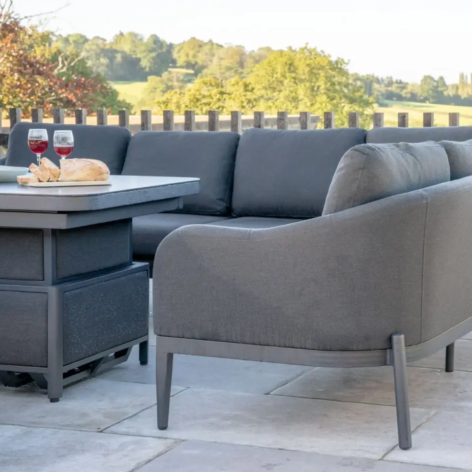 Duke Corner Fabric Dining Set with Armchair & Bench - Rising Extending Table