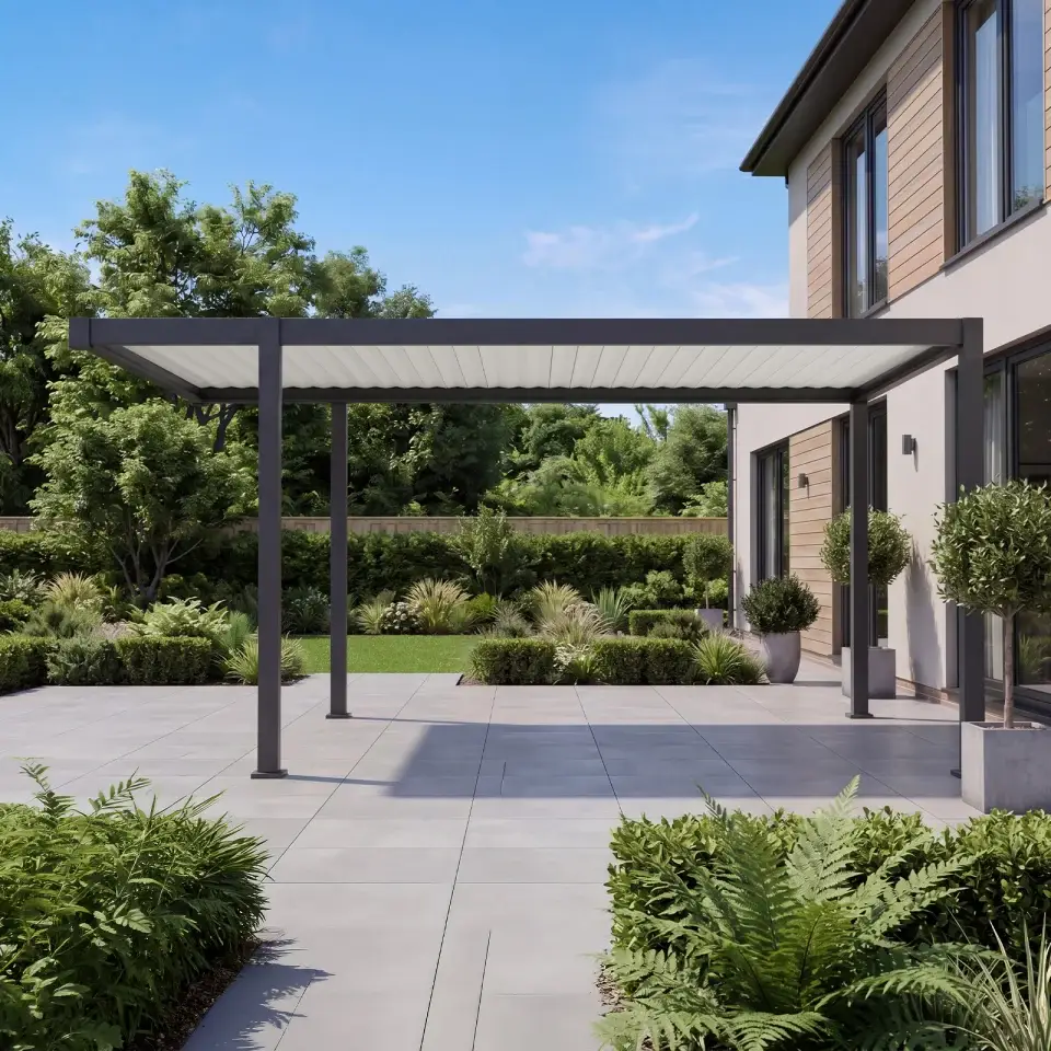 Umbra Aluminium Metal Fixed Roof Carport - 5m x 3m Free Standing with Awning