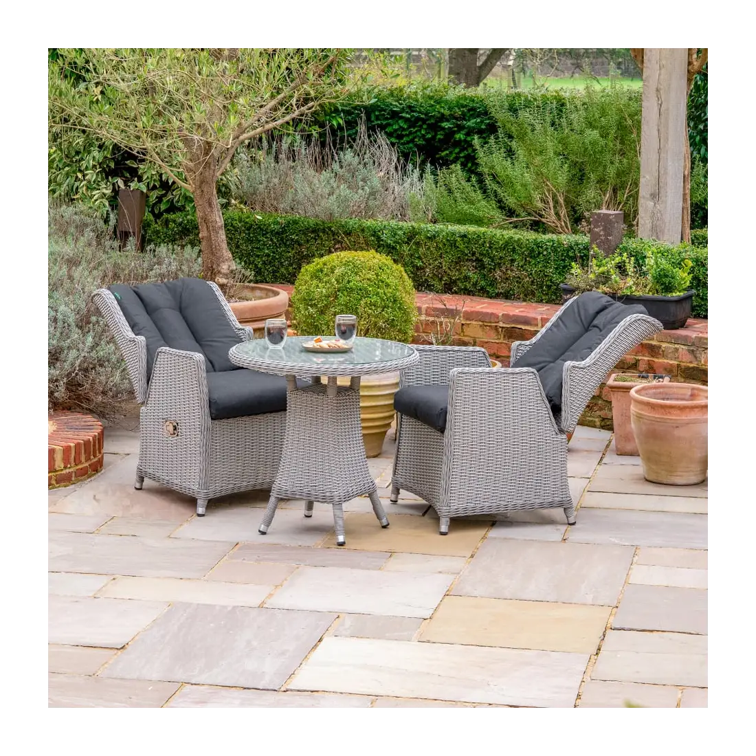 Talia 2 Seat Rattan Bistro Set - Round Table Talia 2 Seat Rattan Bistro Set - Round Table