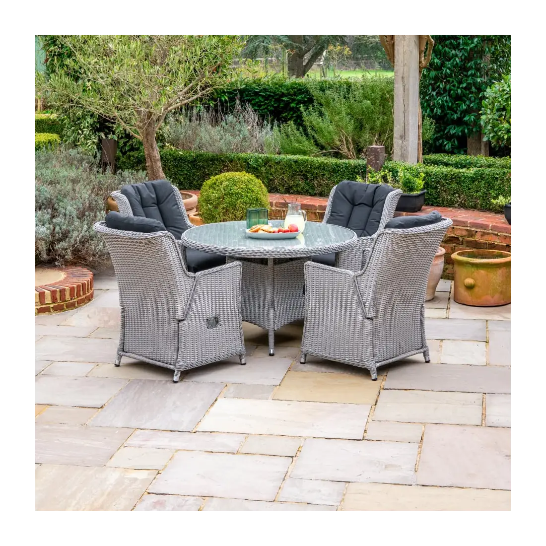 Talia 4 Seat Rattan Dining Set - Round Table Talia 4 Seat Rattan Dining Set - Round Table